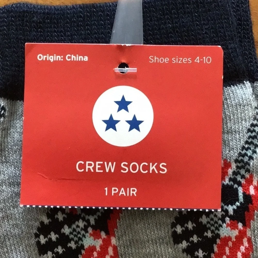 Patriotic Stars and Stripes Guitars Crew Socks - NWT